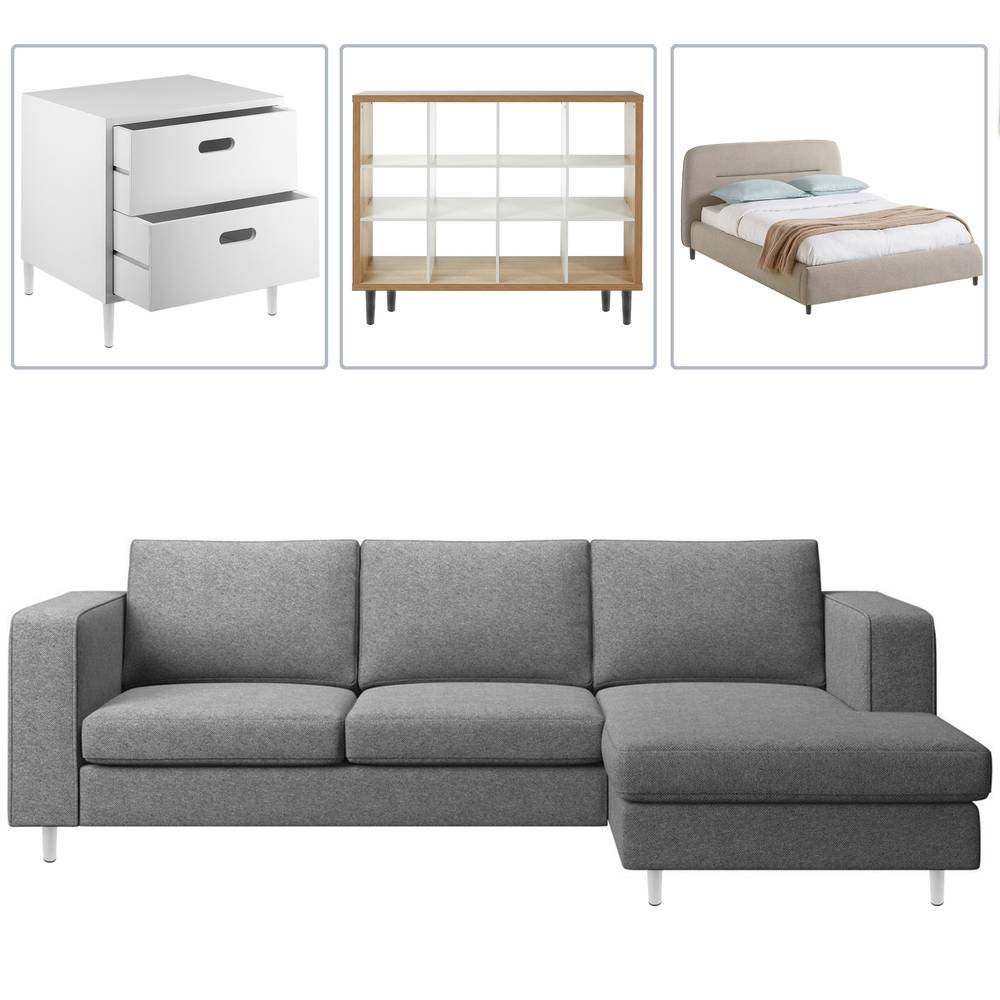 Pies redondos para mesa y mueble. Patas en acero gris de 25cm 4-pack