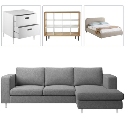 Pies redondos para mesa y mueble. Patas en acero gris de 25cm 4-pack