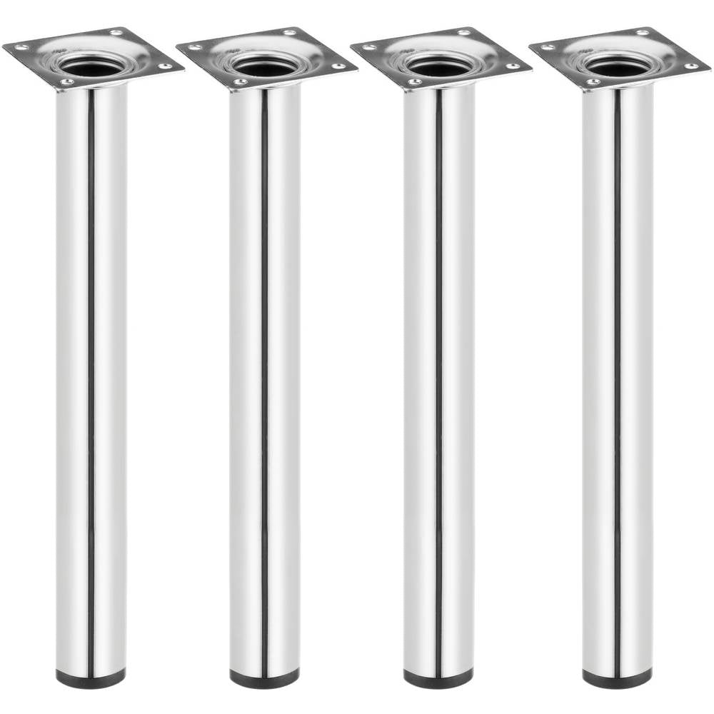 Pies redondos para mesa y mueble. Patas en acero cromado de 40cm 4-pack