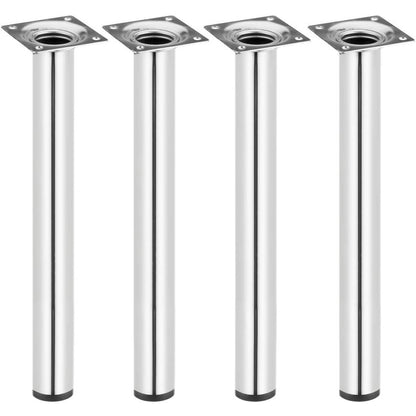 Pies redondos para mesa y mueble. Patas en acero cromado de 40cm 4-pack