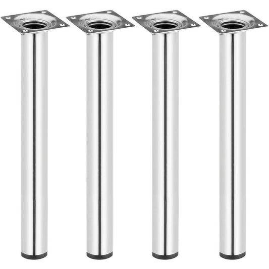 Pies redondos para mesa y mueble. Patas en acero cromado de 40cm 4-pack
