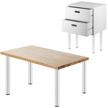 Pies redondos para mesa y mueble. Patas en acero cromado de 40cm 4-pack