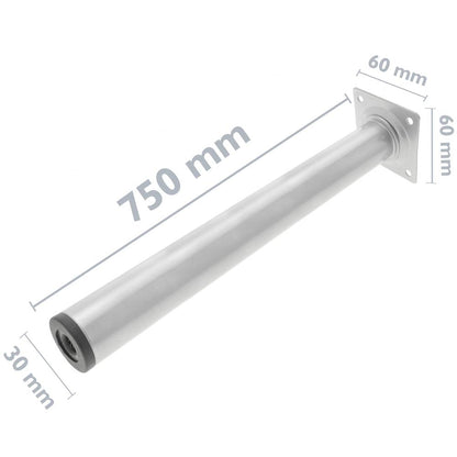 Pies redondos para mesa y mueble. Patas en acero gris de 75cm 4-pack