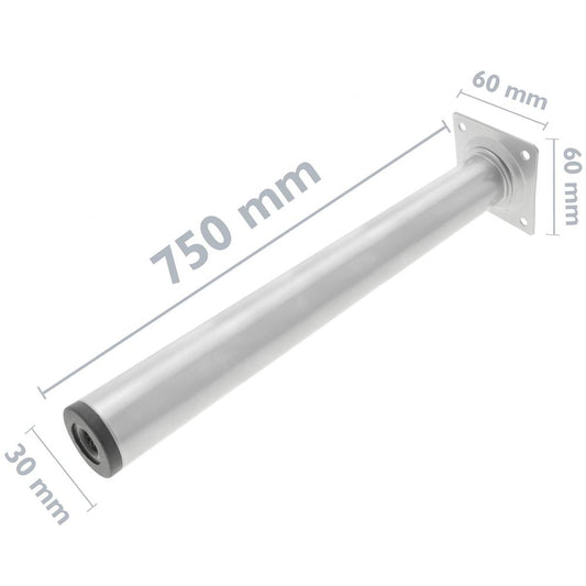 Pies redondos para mesa y mueble. Patas en acero gris de 75cm 4-pack