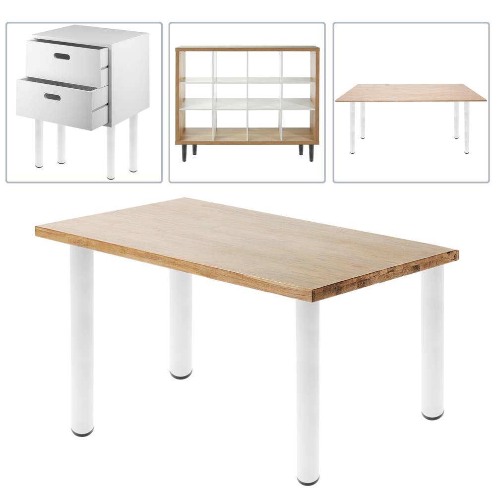 Pies redondos para mesa y mueble. Patas en acero gris de 75cm 4-pack