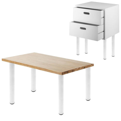 Pies redondos para mesa y mueble. Patas en acero gris de 75cm 4-pack