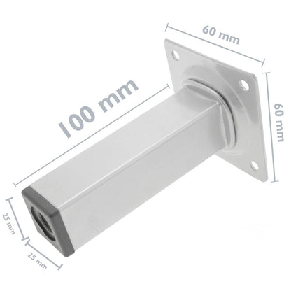 Pies cuadrados para mesa y mueble. Patas en acero gris de 10cm 4-pack