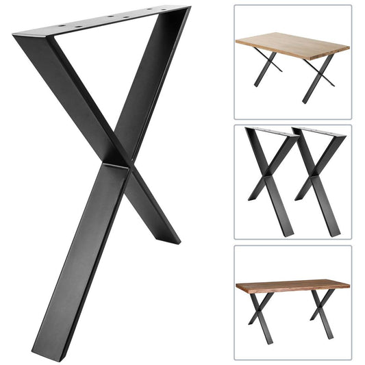 Pies en 'X' para mesa. Patas en acero negro 680 x 80 x 710 mm 2-pack