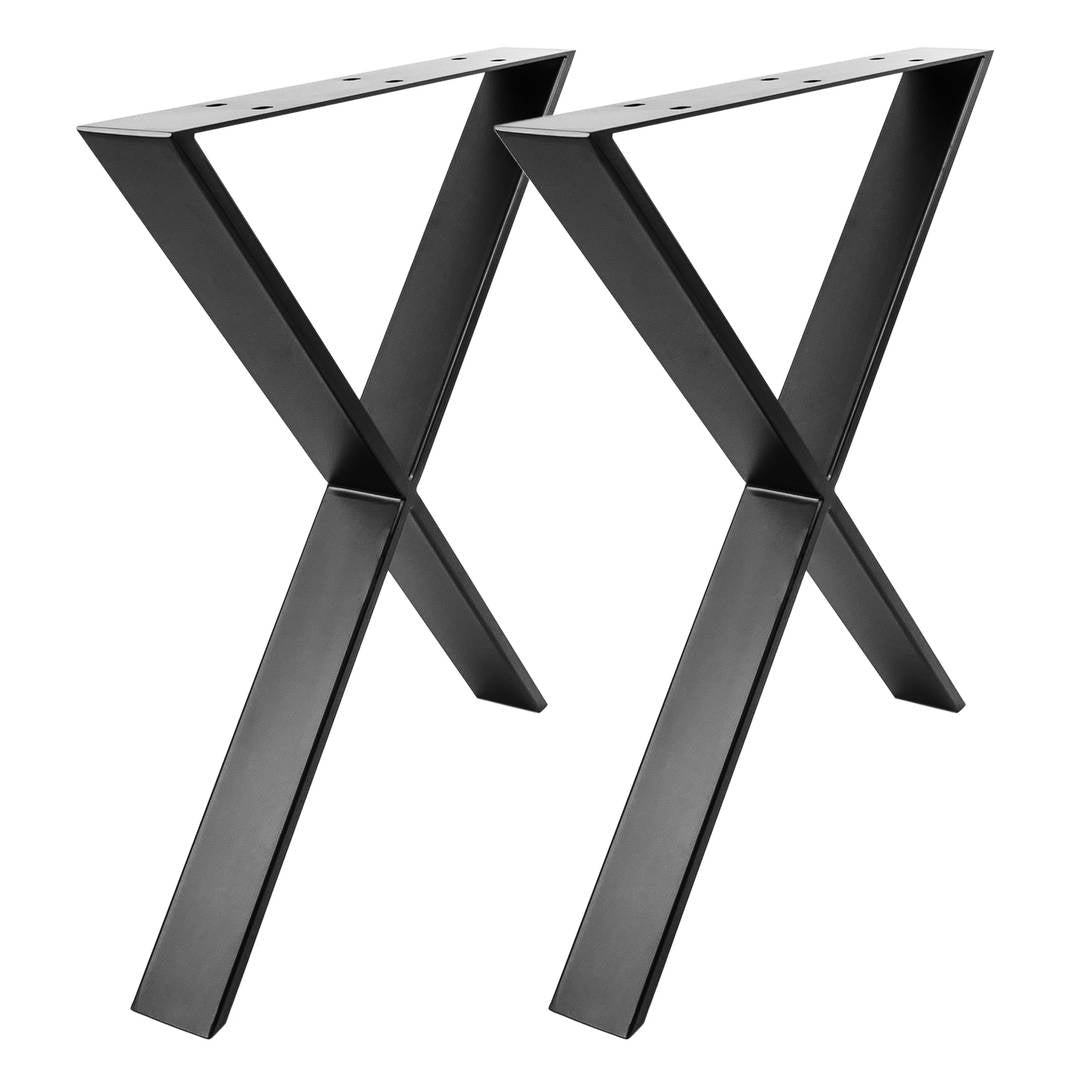 Pies en 'X' para mesa. Patas en acero negro 680 x 80 x 710 mm 2-pack