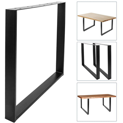 Pies rectangulares para mesa. Patas en acero negro 800 x 80 x 730 mm 2-pack