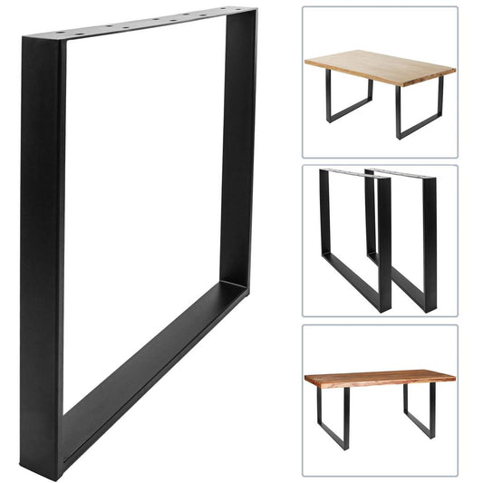 Pies rectangulares para mesa. Patas en acero negro 800 x 80 x 730 mm 2-pack