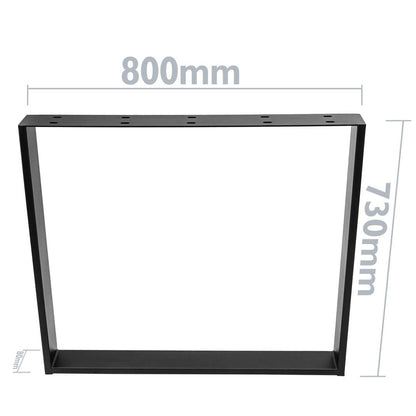 Pies rectangulares para mesa. Patas en acero negro 800 x 80 x 730 mm 2-pack