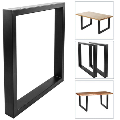 Pies rectangulares para mesa. Patas en acero negro 680 x 80 x 710 mm 2-pack, base 680 x 80 mm