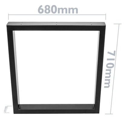 Pies rectangulares para mesa. Patas en acero negro 680 x 80 x 710 mm 2-pack, base 680 x 80 mm