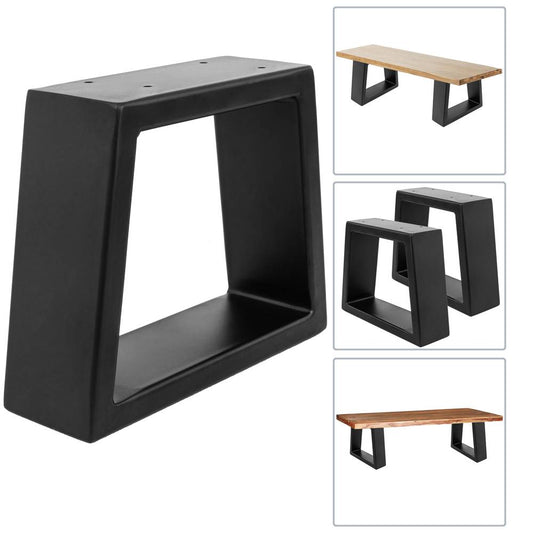 Pies rectangulares para mesita y banqueta. Patas en acero negro 250 x 80 x 200 mm 2-pack