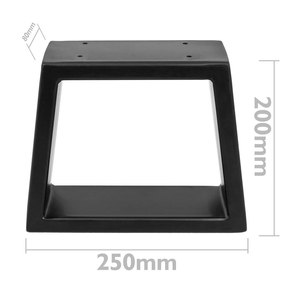 Pies rectangulares para mesita y banqueta. Patas en acero negro 250 x 80 x 200 mm 2-pack