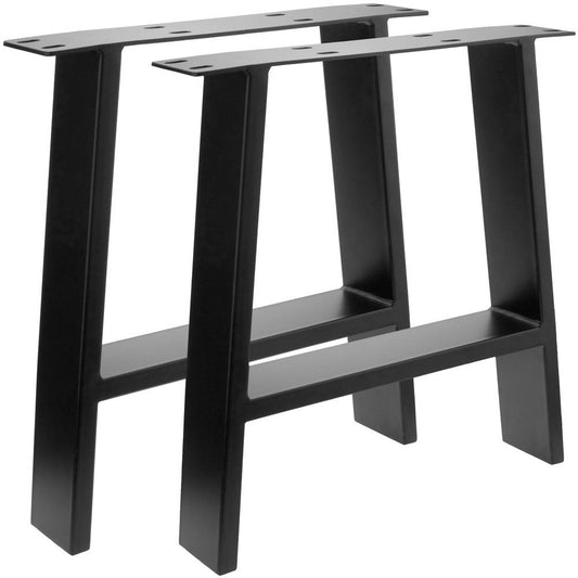 Pies rectangulares para mesita y banqueta. Patas en acero negro 400 x 80 x 430 mm 2-pack