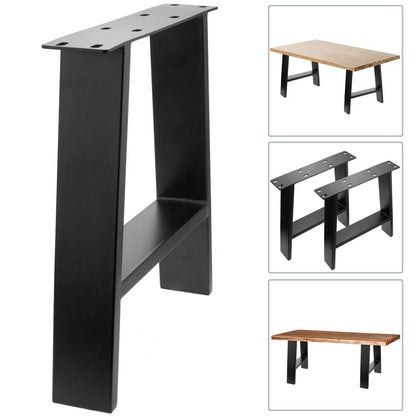 Pies rectangulares para mesita y banqueta. Patas en acero negro 400 x 80 x 430 mm 2-pack