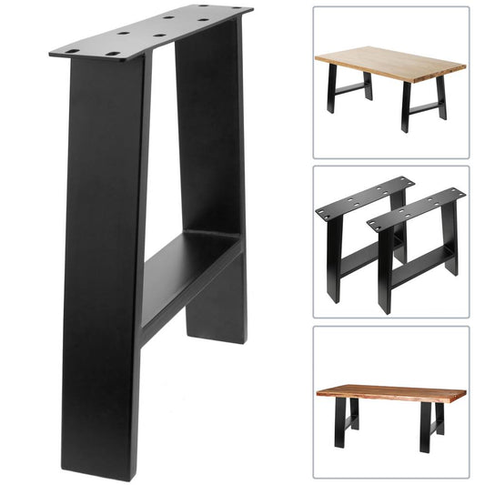 Pies rectangulares para mesita y banqueta. Patas en acero negro 400 x 80 x 430 mm 2-pack