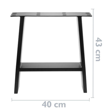 Pies rectangulares para mesita y banqueta. Patas en acero negro 400 x 80 x 430 mm 2-pack