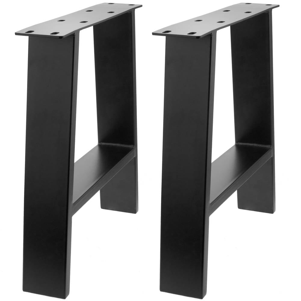 Pies rectangulares para mesita y banqueta. Patas en acero negro 400 x 80 x 430 mm 2-pack