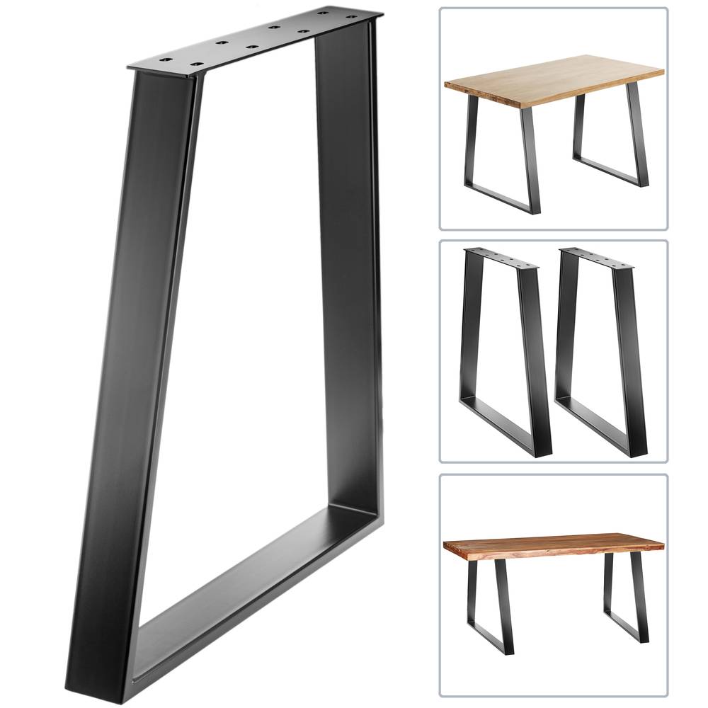 Pies rectangulares para mesa. Patas en acero negro 700 x 85 x 730 mm 2-pack