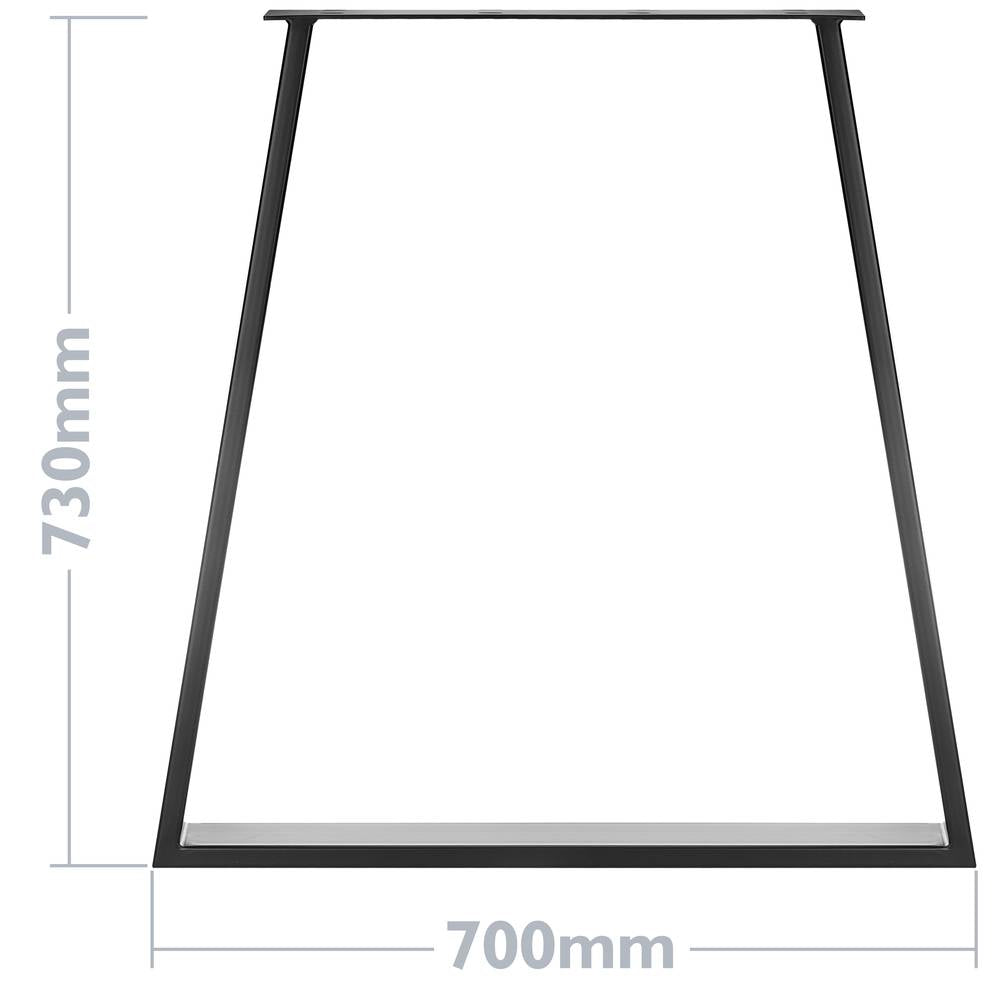 Pies rectangulares para mesa. Patas en acero negro 700 x 85 x 730 mm 2-pack