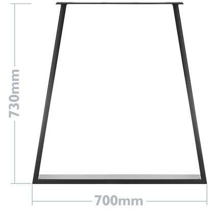 Pies rectangulares para mesa. Patas en acero negro 700 x 85 x 730 mm 2-pack