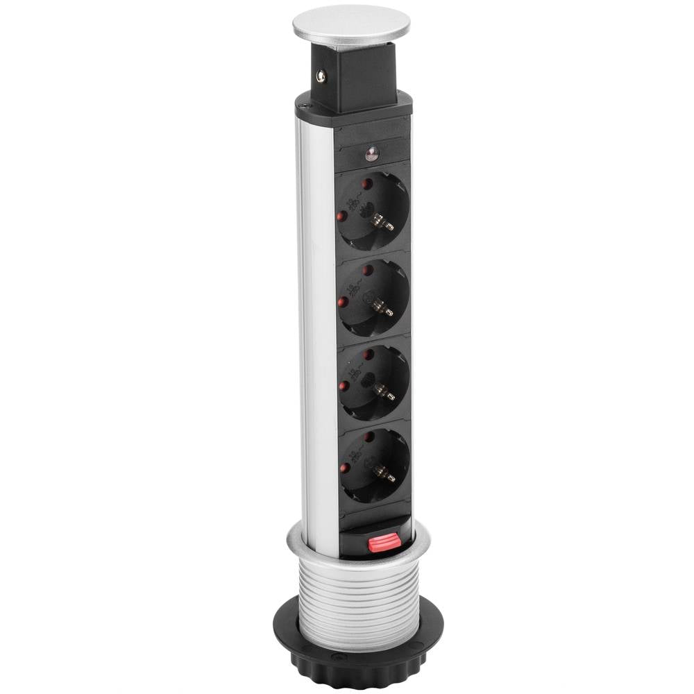 Regleta retráctil de 4 enchufes schuko 16 A 250 V torre escamoteable