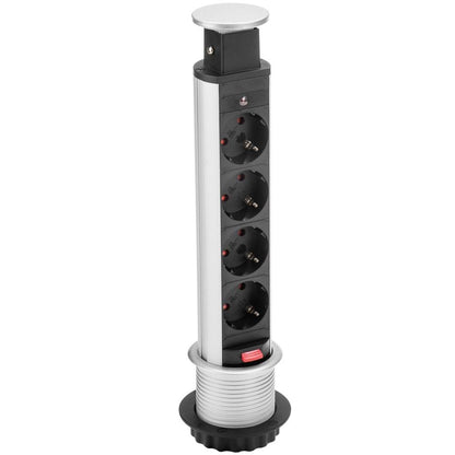 Regleta retráctil de 4 enchufes schuko 16 A 250 V torre escamoteable