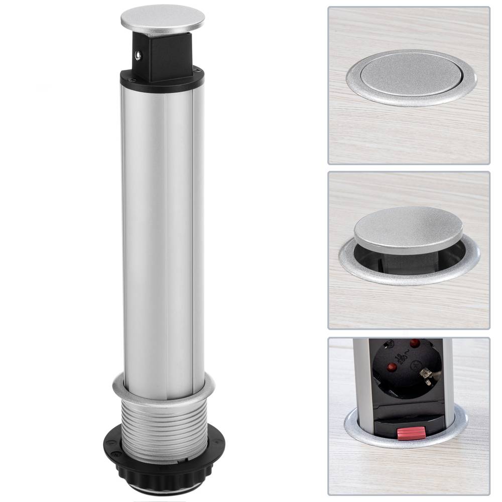 Regleta retráctil de 4 enchufes schuko 16 A 250 V torre escamoteable