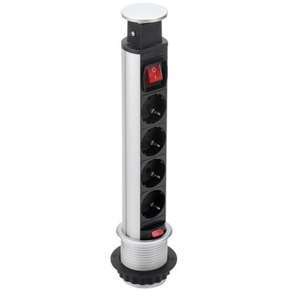 Regleta retráctil de 4 enchufes schuko 16 A 250 V torre escamoteable con interruptor