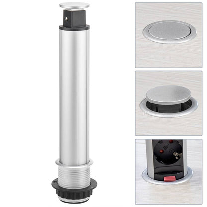 Regleta retráctil de 4 enchufes schuko 16 A 250 V torre escamoteable con interruptor