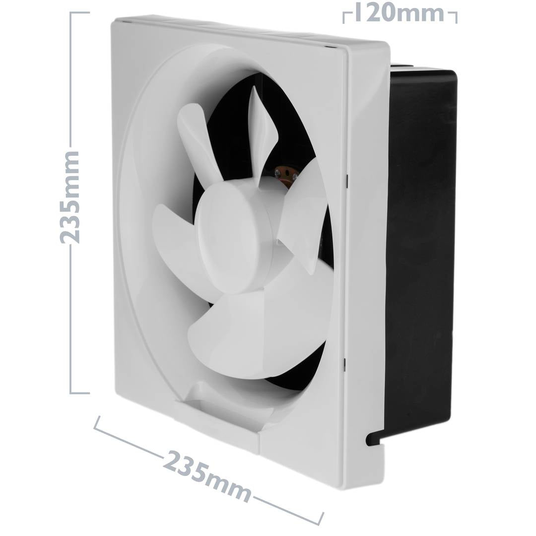 Ventilador de escape, Extractor de aire 195x195 mm sin tapa con sistema antirretorno para baño lavabo cocina trastero garaje