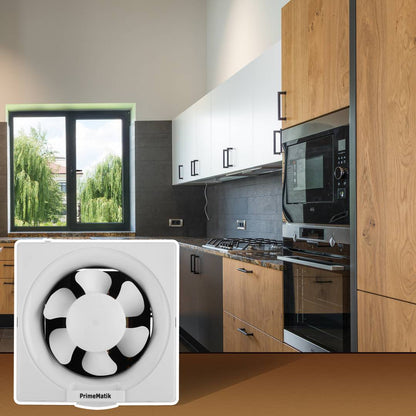 Ventilador de escape, Extractor de aire 195x195 mm sin tapa con sistema antirretorno para baño lavabo cocina trastero garaje
