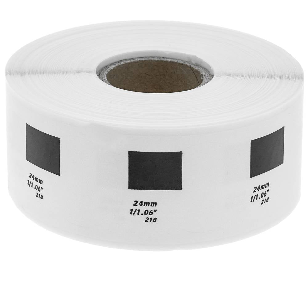 Rollo bobina de 1000 etiquetas adhesivas compatibles con Brother DK-11218 24mm rendonda