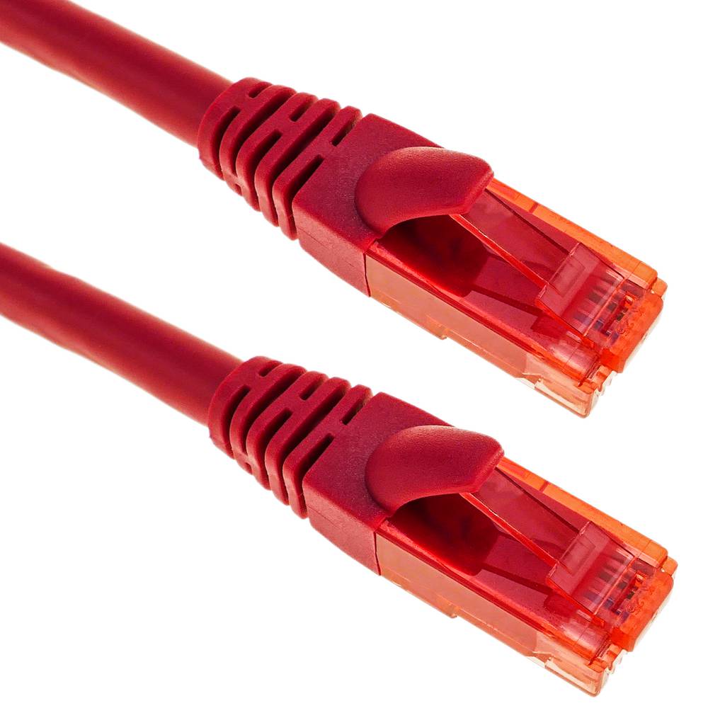Cable de red ethernet Cat. 6a UTP de 0,25 m de color rojo ultra flexible