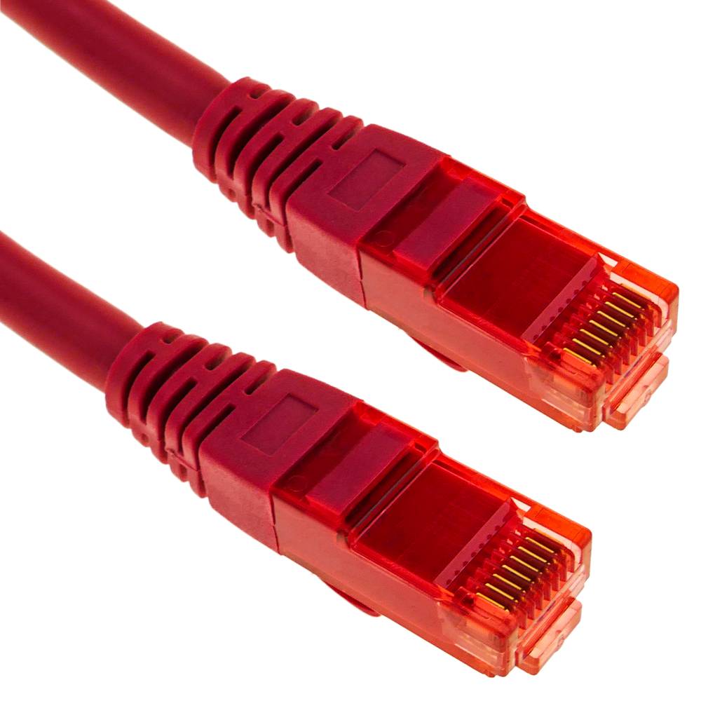 Cable de red ethernet Cat. 6a UTP de 0,25 m de color rojo ultra flexible