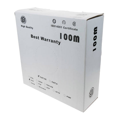 Bobina de cable de red ethernet Cat. 5e UTP de 100 m flexible de color gris