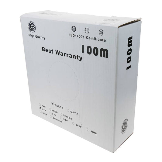 Bobina de cable de red ethernet Cat. 5e UTP de 100 m flexible de color gris