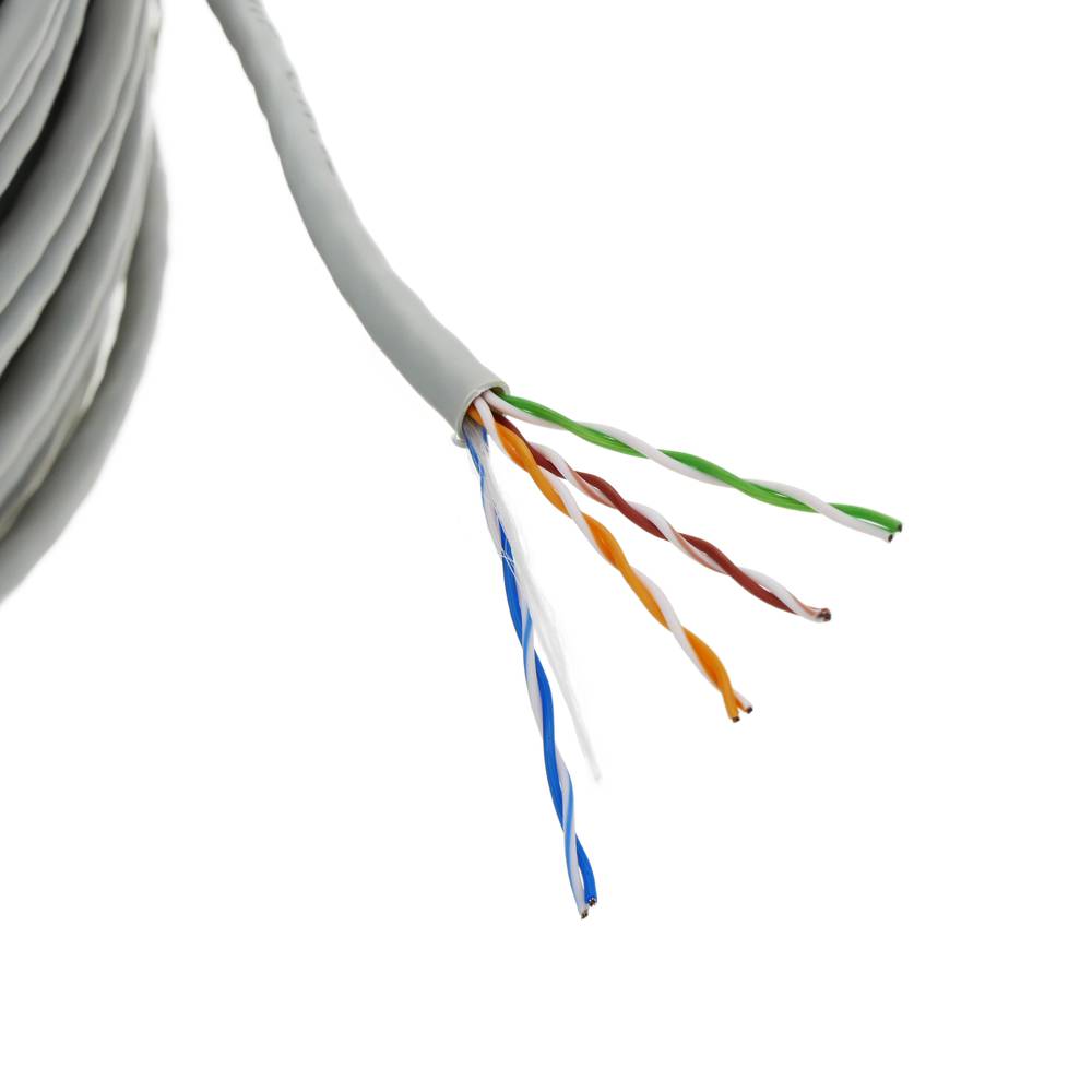 Bobina de cable de red ethernet Cat. 5e UTP de 100 m flexible de color gris