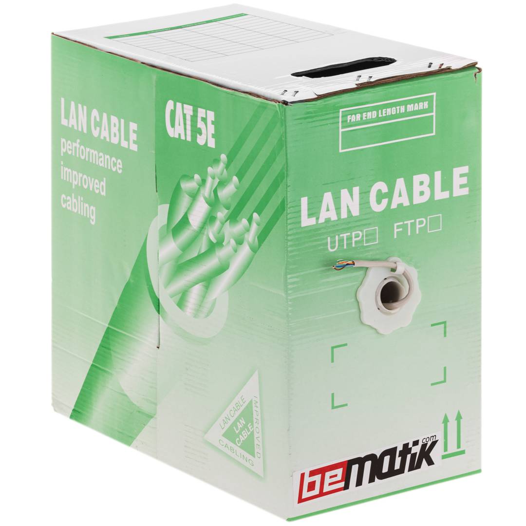 Bobina de cable de red ethernet Cat. 5e UTP de 305 m flexible de color gris