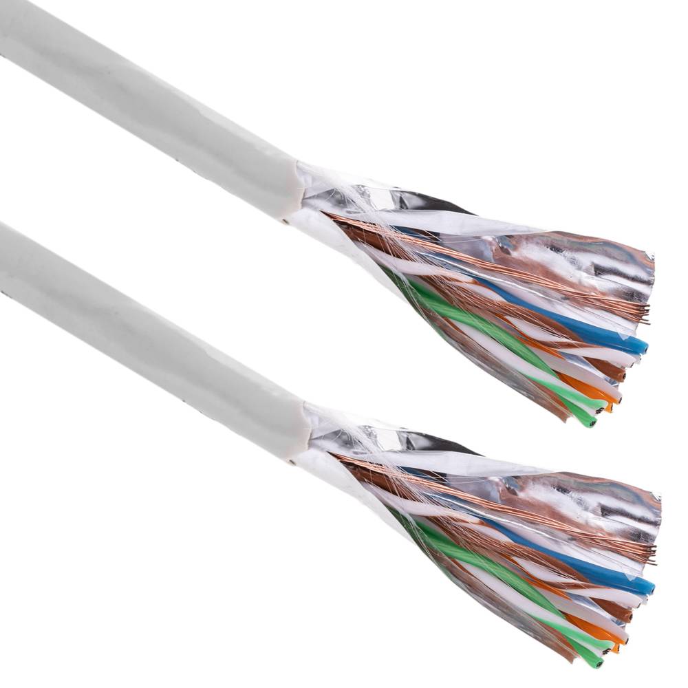 Bobina de cable de red ethernet Cat. 5e FTP de 100 m flexible de color gris