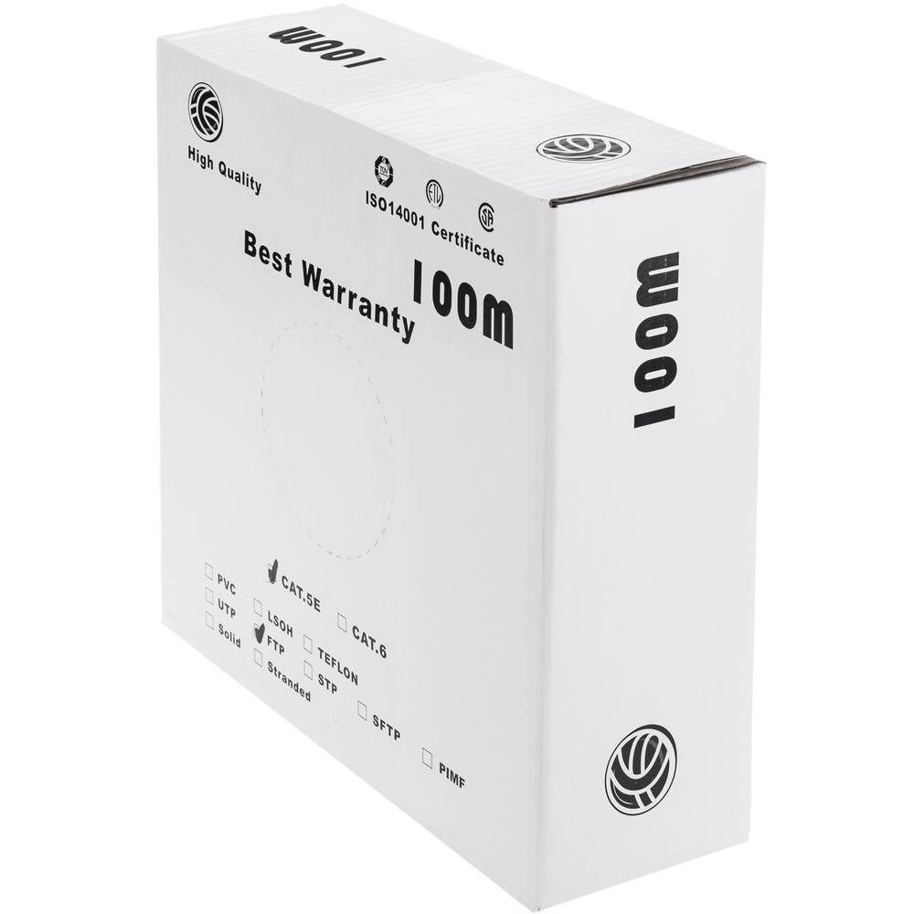 Bobina de cable de red ethernet Cat. 5e FTP de 100 m flexible de color gris