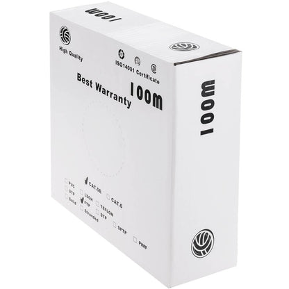 Bobina de cable de red ethernet Cat. 5e FTP de 100 m flexible de color gris