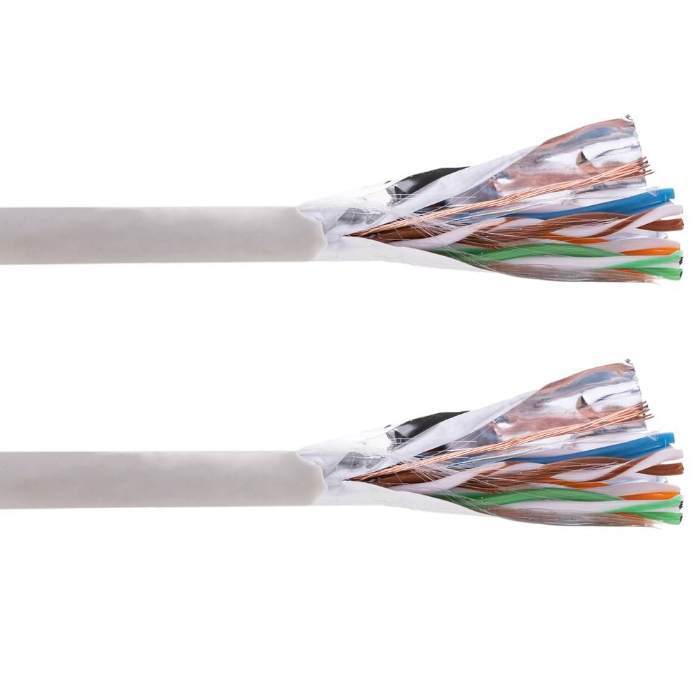 Bobina de cable de red ethernet Cat. 5e FTP de 100 m flexible de color gris