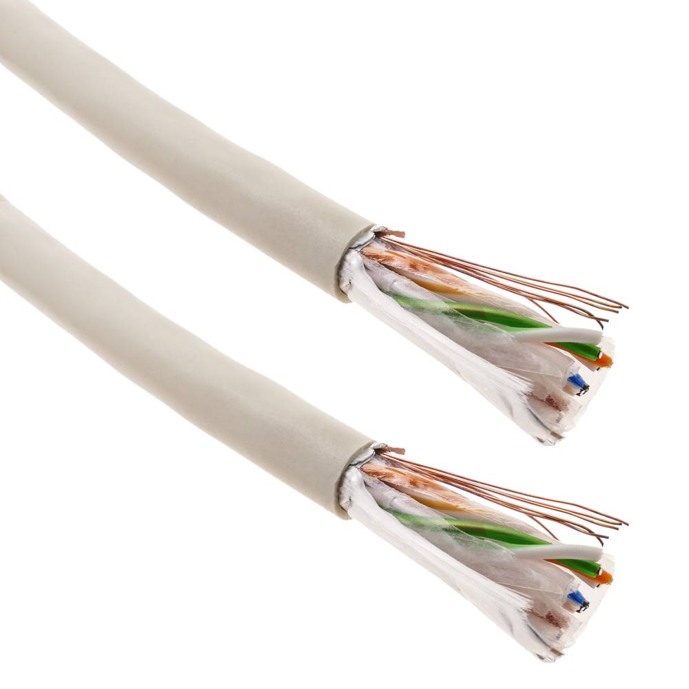 Bobina de cable de red ethernet Cat. 6 FTP de 100 m rígido de color gris
