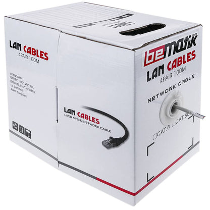 Bobina de cable de red ethernet Cat. 6 FTP de 100 m rígido de color gris