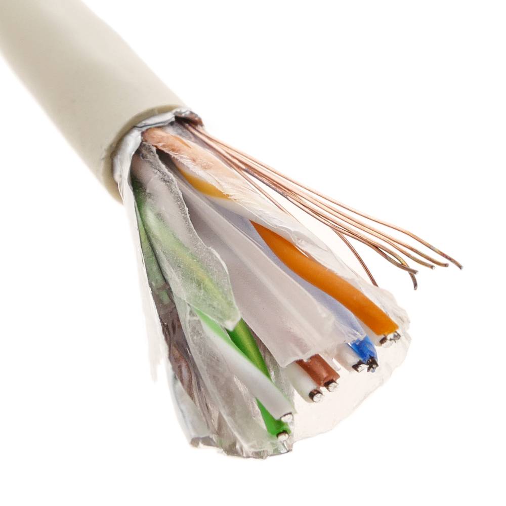 Bobina de cable de red ethernet Cat. 6 FTP de 100 m rígido de color gris
