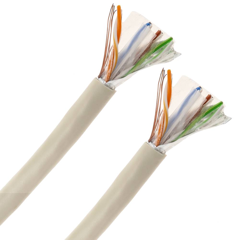 Bobina de cable de red ethernet Cat. 6 FTP de 100 m rígido de color gris